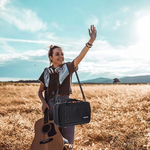 حقيبة ظهر للسفر من القماش الكلارينيت حقيبة ظهر صلبة من الكلارينيت حقيبة كتف مع حزام ملحق أداة الرياح لحاوية السفر الكلارينيت (أسود) in Kuwait