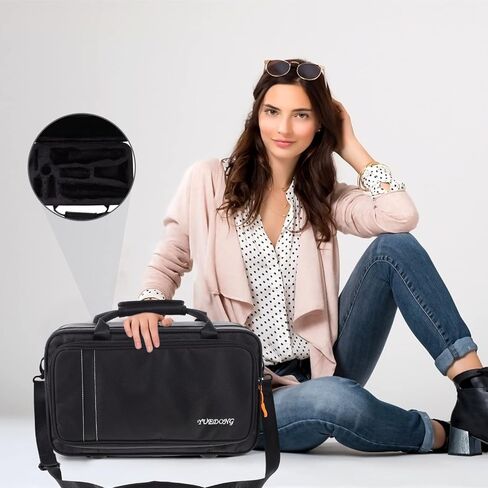 حقيبة ظهر للسفر من القماش الكلارينيت حقيبة ظهر صلبة من الكلارينيت حقيبة كتف مع حزام ملحق أداة الرياح لحاوية السفر الكلارينيت (أسود) in Kuwait