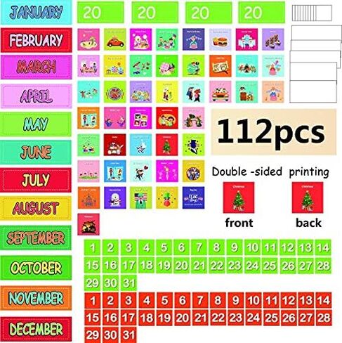 مخطط جيب بتقويم شهري أسود مع 112 بطاقة، (97 بطاقة نشاط مصورة، 15 بطاقة فلاش قابلة للمسح الجاف و3 خطافات)، للأطفال الذين يتعلمون في المنزل أو المدرسة in Kuwait