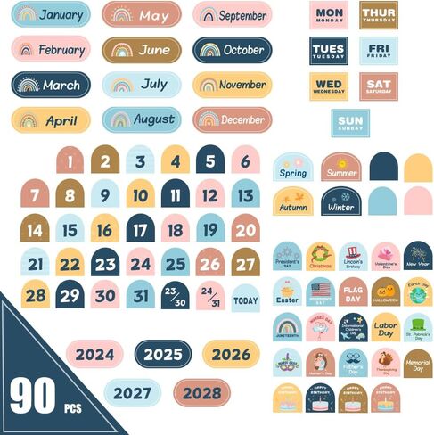 مخطط جيب POSLIUE Boho Calendar مع 90 بطاقة، تقويم جيب لتعلم الأطفال للمنزل، مستلزمات المعلم والمدارس وديكور الفصل الدراسي، يجب أن يكون لديك فصل رياض الأطفال في مرحلة ما قبل المدرسة، أبيض in Kuwait