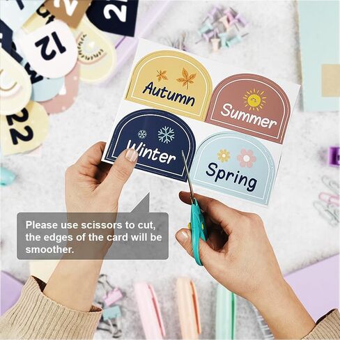 مخطط جيب POSLIUE Boho Calendar مع 90 بطاقة، تقويم جيب لتعلم الأطفال للمنزل، مستلزمات المعلم والمدارس وديكور الفصل الدراسي، يجب أن يكون لديك فصل رياض الأطفال في مرحلة ما قبل المدرسة، أبيض in Kuwait