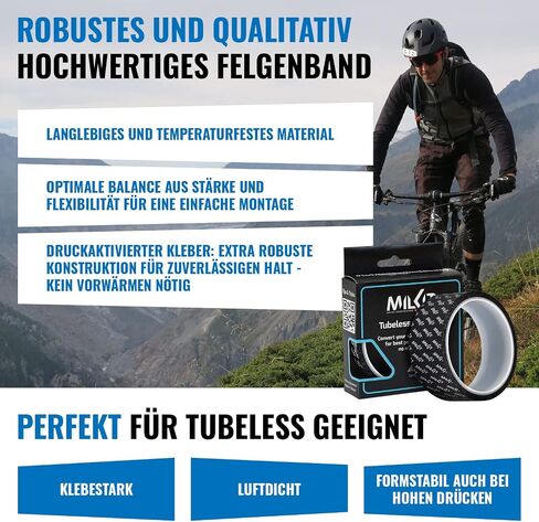 milKit Tubeless Rim Tape - 11yd (10m) Rim Strip Roll - Extra Strong Bicycle Rim Tape 21mm -25mm - 29mm - 32mm Available Widths (21mm) in Saudi Arabia