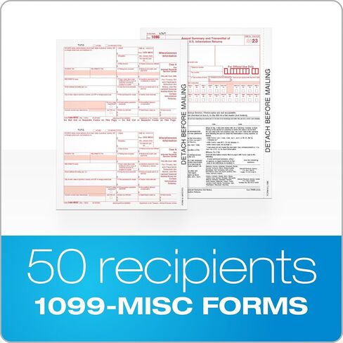 Adams Tax Forms 2023, 1099 MISC Tax Kit, 5 Part, Laser/Inkjet, 50 Recipients, Plus 3 Transmittal Forms, 2 Up (TXA22993MISC-23) in Saudi Arabia