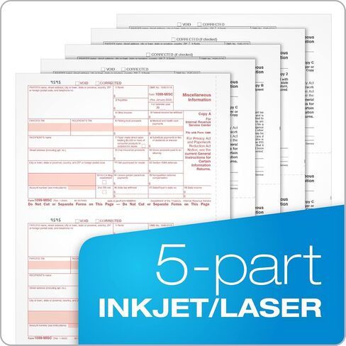 Adams Tax Forms 2023, 1099 MISC Tax Kit, 5 Part, Laser/Inkjet, 50 Recipients, Plus 3 Transmittal Forms, 2 Up (TXA22993MISC-23) in Saudi Arabia
