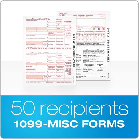Adams Tax Forms 2023, 1099 MISC Tax Kit, 5 Part, Laser/Inkjet, 50 Recipients, Plus 3 Transmittal Forms, 2 Up (TXA22993MISC-23) in Saudi Arabia