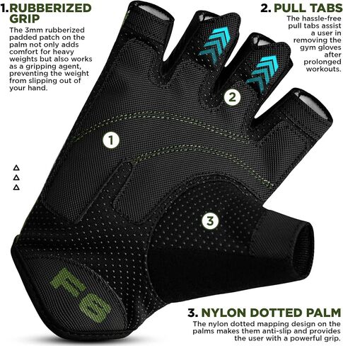 RDX Weight Lifting Gloves Gym Fitness Workout, Anti Slip Padded Palm Elasticated Strength Training Equipment Men Women Half Finger Exercise Bodybuilding Calisthenics Cycling Rowing Climbing in Kuwait