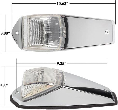 Partsam 5 قطع مصباح علامة كابينة الشاحنة 17 مصباح LED كهرماني للسقف العلوي مع قاعدة من الكروم لشاحنة مقطورة بديلة لـ Peterbilt/Kenworth/Freightliner//Mack/Autocar Hayes، متوافق مع DOT in Kuwait