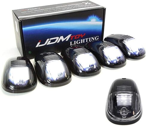 iJDMTOY 5 قطع من مصابيح LED بيضاء لسقف الكابينة متوافقة مع شاحنة SUV 4x4 (مصابيح عدسة سوداء مدخنة) in Saudi Arabia
