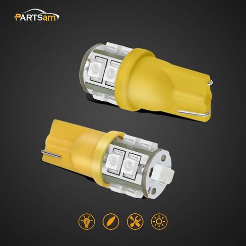 مصابيح إضاءة LED من Partsam T10 5 قطع 10-3528-SMD شرائح 194 168 مصابيح بديلة LED كهرمانية لسقف شاحنة الكابينة البيك أب والجري العلوي 12 فولت (عبوة من 5) in Saudi Arabia