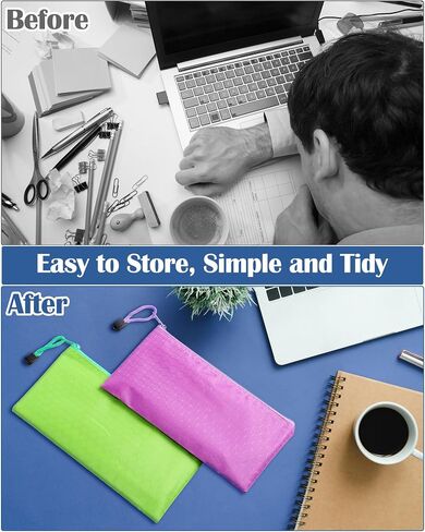 Aliceset 300 قطعة من أكياس أقلام الرصاص بسحاب، 12 لونًا بسحاب لأقلام الرصاص، حقيبة أقلام رصاص مقاومة للماء، حقيبة أقلام رصاص كبيرة الحجم، حقائب تخزين قرطاسية صغيرة للوازم المكتبية والمدرسة وإكسسوارات مستحضرات التجميل in Kuwait