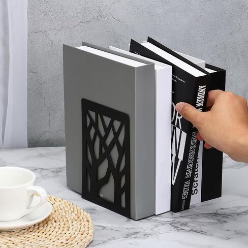 YOKIVE Book Ends, Non-Slip File Magazine Rack Bookends Organizer Holder Stopper Binder, Keep Storing Books, Great for Office Home Desk (Black, Metal) in Saudi Arabia