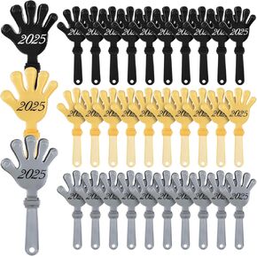 36 Pcs 2025 New Year Hand Clappers Noisemakers Glitter Hand Clappers Happy New Year Noisemakers Toy Plastic Clapping Hands for New Years Eve Graduation Birthday Party Supplies Favors, 7 Inch