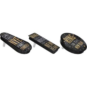 New Year's Spin Noisemakers - 3.25", 4.5", 4.75" | Pack of 3, Black, Silver, Gold