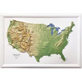 Hubbard Scientific United States Classic Raised Relief | A True 3D Map You Can Feel the Terrain | Vaccum-formed Molded Map | 36'' x 24'' | Detailed Topography