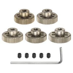 uxcell 64P Pinion Gear Set 3.175mm (1/8") Shaft 41T 42T 43T 44T 45T Aluminum Alloy Motor Gears with Step for 1/10 RC Car (5pcs)