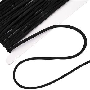 FINGERINSPIRE 10 Yards Satin Covered Upholstery Cord Black 5mm Braided Decorative Rope Cord Satin Silk Thread Satin Polyester Cord for Jewelry Making Bracelet Necklaces Beading Thread
