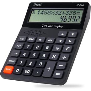Desk Calculator, IPepul Basic Desktop Calculators Big Buttons and 2 Line Display, 4 Function Simple Calculator, Large Talking Calculator Office Supplies for Office Business School Students