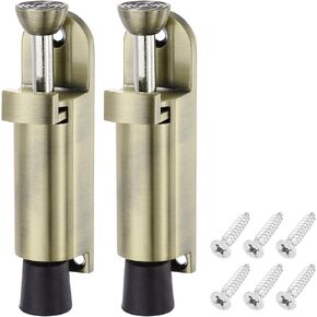 uxcell 2 Pack Kickdown Door Stop, Spring Loaded Telescopic Door Stopper, Adjustable Door Locks Holder for Distance from The Ground 25mm/0.98", Bronze
