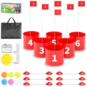 FOOING Golf Game-9 Hole Set Backyard Golf Game for Kids and Adults, Golf Practice Game for Lawn, Beach, Yard, Camping, Park