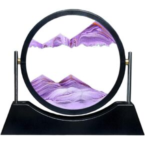 UUBeauty Moving Sand Art Liquid Motion 3D Color Quicksand Flow Sandscape Flip Sand Art Picture Round Glass Stress Relief Home Work Office Desk Decor (Blue)