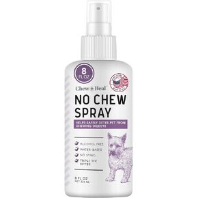 No Chew Spray for Dogs, 8 oz - Natural & Alcohol Free Bitter Deterrent Spray for Dog and Cat - Anti Chew Spray for Furniture, Hot Spots - Chew + Heal