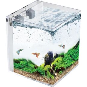 3-Gallon Self-Cleaning Fish Tank – Easy Maintenance Aquarium Kit with Lid & Waterfall Basin, Fast Debris Removal System