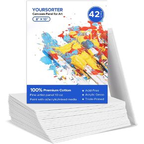 Canvas Boards for Painting Bulk 8x10 Inch, 42 Pack Small Painting Canvases for Art Beginners, 100% Cotton Paint Canvas Panels Blank, Gesso Primed Acid-Free for Acrylic, Oil & Other Paints