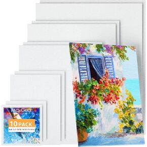 MaxGear Canvases for Painting, 25 Pack Canvas Boards for Painting Art Paint 100% Cotton Primed Painting Supplies, Canvas Panels Set Boards (25 Pack - 5 of Each 4x4, 5x7, 8x10, 9x12, 11x14 Inch)