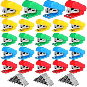 Mini Stapler with Staples, Portable Multicolor Small Stapler, Hand Held Desk Staplers, Cute Office Supply Set for Office College, 4 Colors(30 Pieces)
