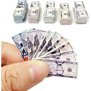 Miniature Dollhouse Scene Model 500 Pieces Mini Dollar Bill Prop Set for 1:12 Mini Dollhouse Decoration