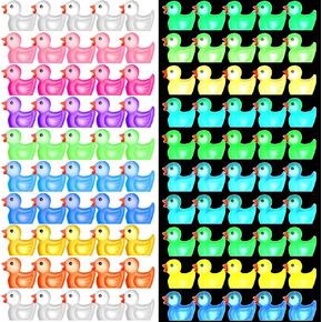 Queekay 50 Pcs Mini Resin Ducks Luminous Tiny Ducks Miniature Duck Glow in The Dark Ornament for Dollhouse Garden Decoration DIY Craft Micro Landscape Aquarium Party Decor