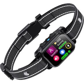 Dog Bark Collar, Next-Gen Physical Vibration Sensor Bark Collar, Anti Barking Training Collar with Intensity Beep Vibration Shock, Rechargeable Smart Bark Collar for Small Medium Large Dogs - Black