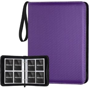 4 Pocket Card Binder, Premium Zip Trading Card Binder, 400 Double Sided Pocket PU Card Collection Binder, Collector Card Album, Card Folder for MTG, TCG, Sports Cards, Game Cards (Black)