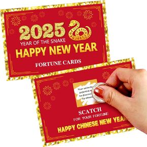 Ellzk 30 Count Chinese New Year 2025 Scratch Off Fortune Party Game Cards - Year of The Snake Decorations & Favors for Lunar New Year's Celebration Office Party