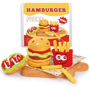 kdafio Needle Felting Kit, 3 Pack Fast Food Needle Felt Beginner Kit Including Basic Needle Felting Tools, Instructions, Needle Felt Craft Kit for DIY Craft Home Decoration