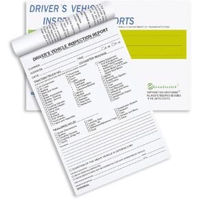 Detailed Driver Daily Vehicle Inspection Report Book/Forms, 35 Sets of Forms per DVIR Log Book, 2-Ply Carbonless for Driver Trucker, FMCSR Compliant, 5.5" x 8.5"