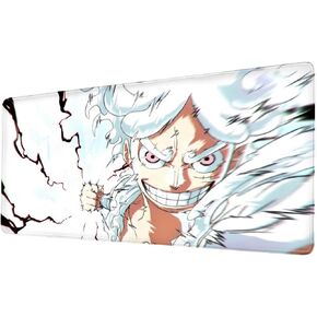 لوحة ماوس Anime Luffygear 5، لوحة مكتب ألعاب ممتدة بحواف مخيطة، حصيرة ماوس كبيرة مع قاعدة مطاطية غير قابلة للانزلاق للعمل والألعاب، والمكتب والمنزل، 31.5 × 15.7 بوصة