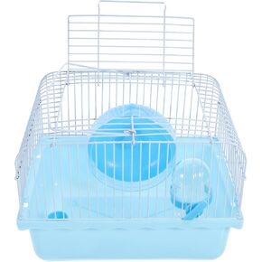 VILLCASE Hamster Cage Portable Carrier Hamster Carry Case Cage with Water Bottle&Wheels&Food Feeder Travemster Small Animals (Blue)