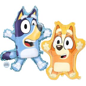 Bluey and Bingo Balloons | Bluey Balloons | Large 28" Bluey Balloon and 25" Bingo Balloon | Sticker | Bluey Birthday Decorations and Party Supplies | Officially Licensed