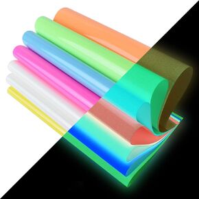 3D Puff Glow in The Dark Heat Transfer Vinyl Luminous Fluorescent Color HTV Puff Vinyl 10 Sheets 12"x10"for Heat Press T Shirt
