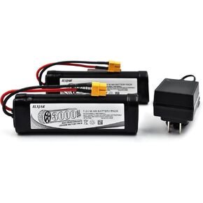 (2-Pack) 7.2V 3000mAh with Banana 4.0 Connector and Balance Charger Compatible with Redcat Racing Vehicles