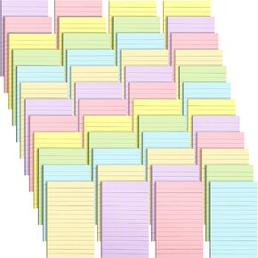 Seajan 48 Pcs Lined Sticky Notes 4 x 6 Self Stick Note Pads 6 Bright Colors Pastel Ruled Colorful Strong Sticky Memo Pads Its Strong Adhesive for School Home Office Supplies 50 Sheets Pad
