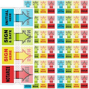 16 Pack 1600 Pieces Sign Here Tabs Sign Here Stickers Sign Here Flags Sign Here Notarize Initial Here Sign and Date for Office School Notebook Annotating Books Notary Books