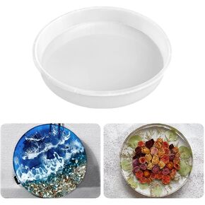RESINWORLD 12" Round x 2" Deep Large Tray Mold, Shiny Silicone Tray Board Table Clock Mold for Epoxy Resin Casting, Floral Preservation Bouquet Resin Mold