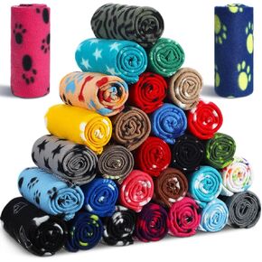 Chumia 28 Pcs Puppy Blanket Bulk Fleece Dog Blanket, 24x28 Inch, 28 Styles in Saudi Arabia