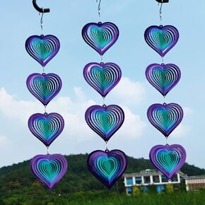 DJUAN Heart Bird Scare Discs Set-Highly Reflective Double-Sided Bird Reflectors,Extra Sparkly Metal Wind Spinner Outdoor Garden Decor, Bird Devices Deterrent to Scare Birds Away from Yard Patio Farm