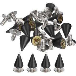 uxcell 16 Sets Spikes and Studs Kit, 7mm Cone Spikes Punk Rock Rivets Screw Back Studs Screw Rapid Rivet Screws for DIY Leather Craft Belt Bags Shoes Accessories, Gold