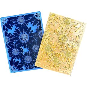 Arbuya 3D Textured Sunflowers Plastic Embossing Folders for Card Making or Journaling Floral Embossing Folder for Gift Tag Paper Crafting Home Decoration