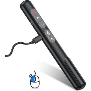 Air Mouse Wireless Presenter, NinjajoyOX Rechargeable Presentation Clicker for Powerpoint Presentations, Presentation Remote with Red Light, Plug & Play Compatible with Laptop, Computer, Mac