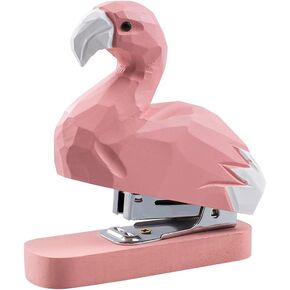 Wooden Animal Stapler, Desktop Stitcher Art Figurine Statue Sculpture for School Office Stationery (Flamingo)